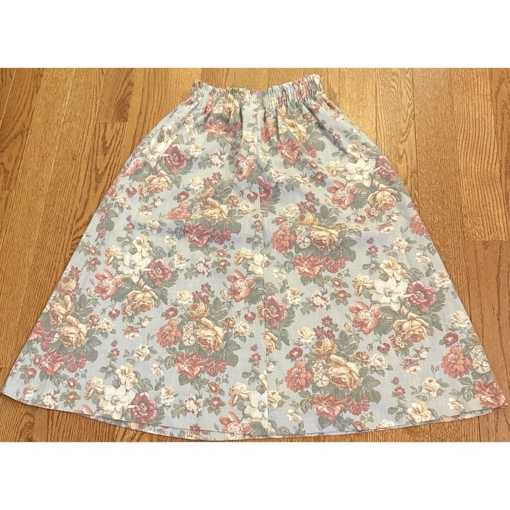VTG Jantzen Maxi Skirt Size 8 Floral Stretch Waist Cottagecore Made In USA
